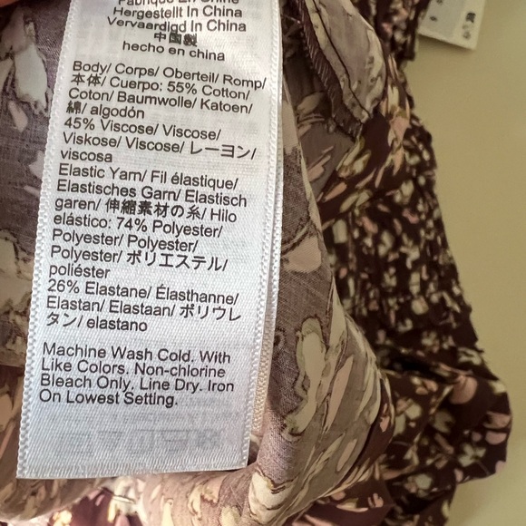 NWT Madewell Smocked Brown Sleeveless Floral Midi Dress Size 10 - Picture 10 of 12